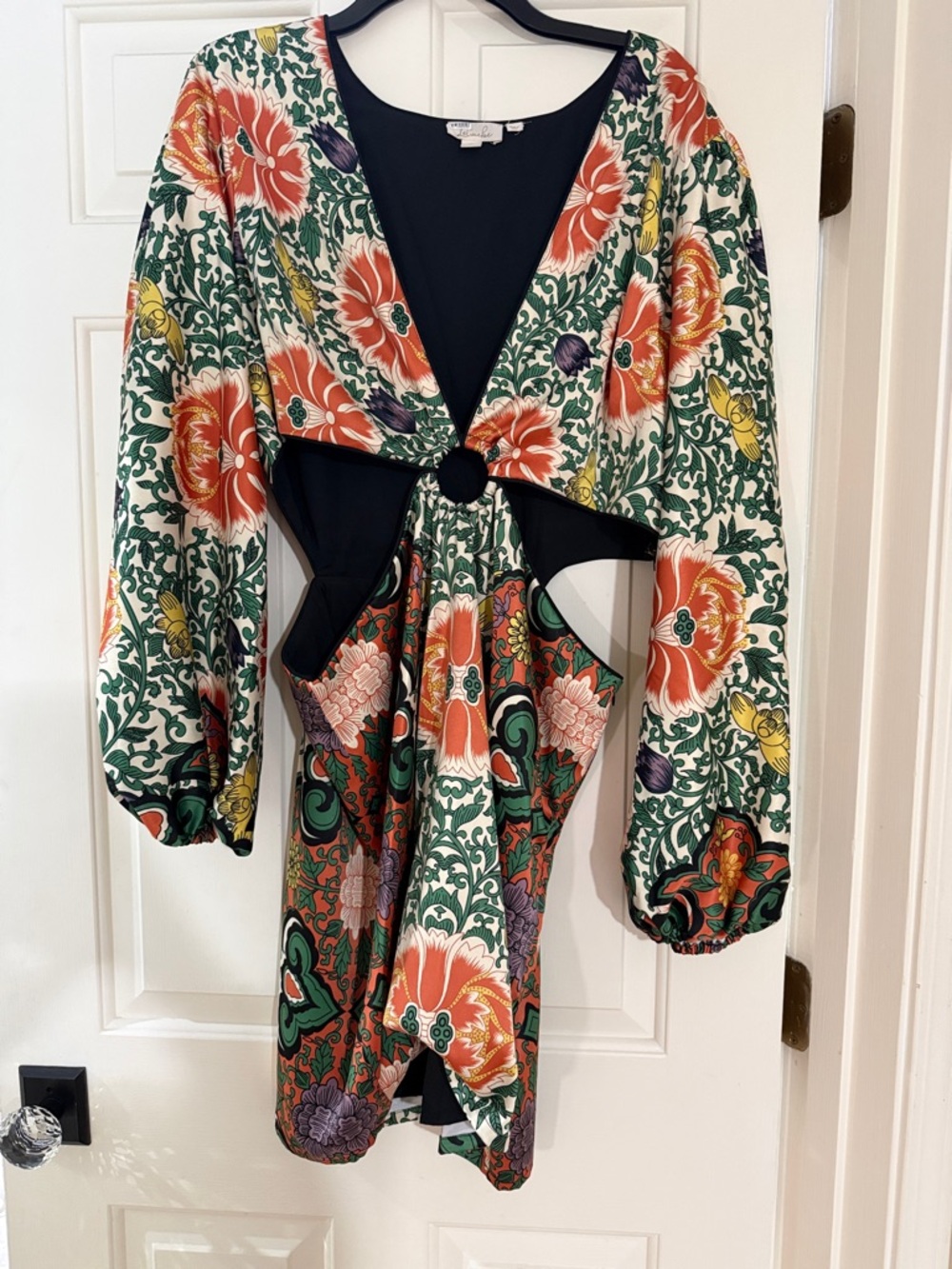 Anthropologie floral mini dress with cutout XL